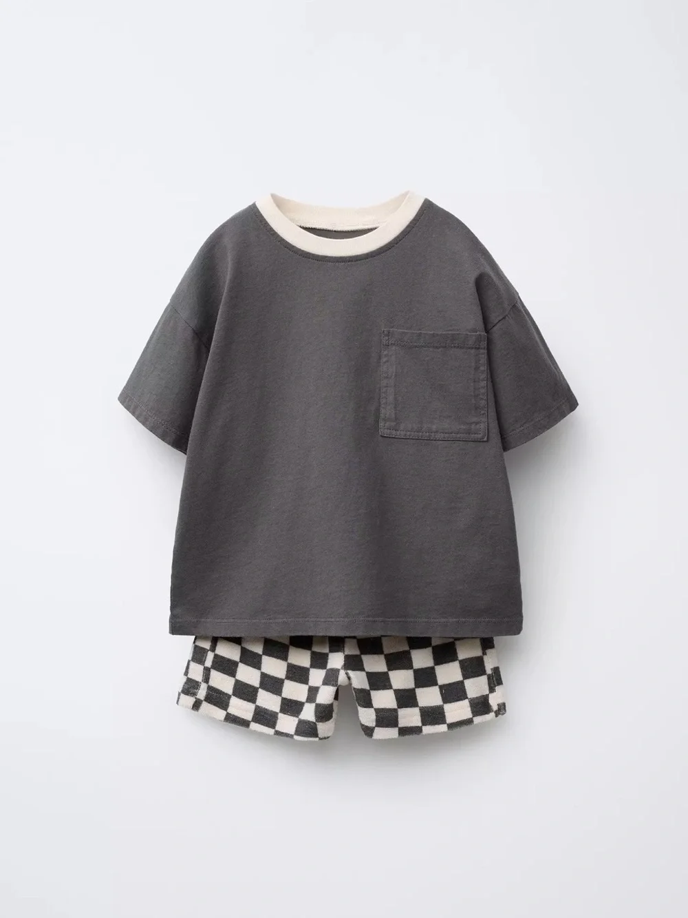 Zara Gray Checkerboard T-Shirt & Shorts Set 5 Years NWT